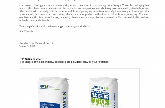 Introducing New Packaging for JIUTA Titanium Dioxide Bags